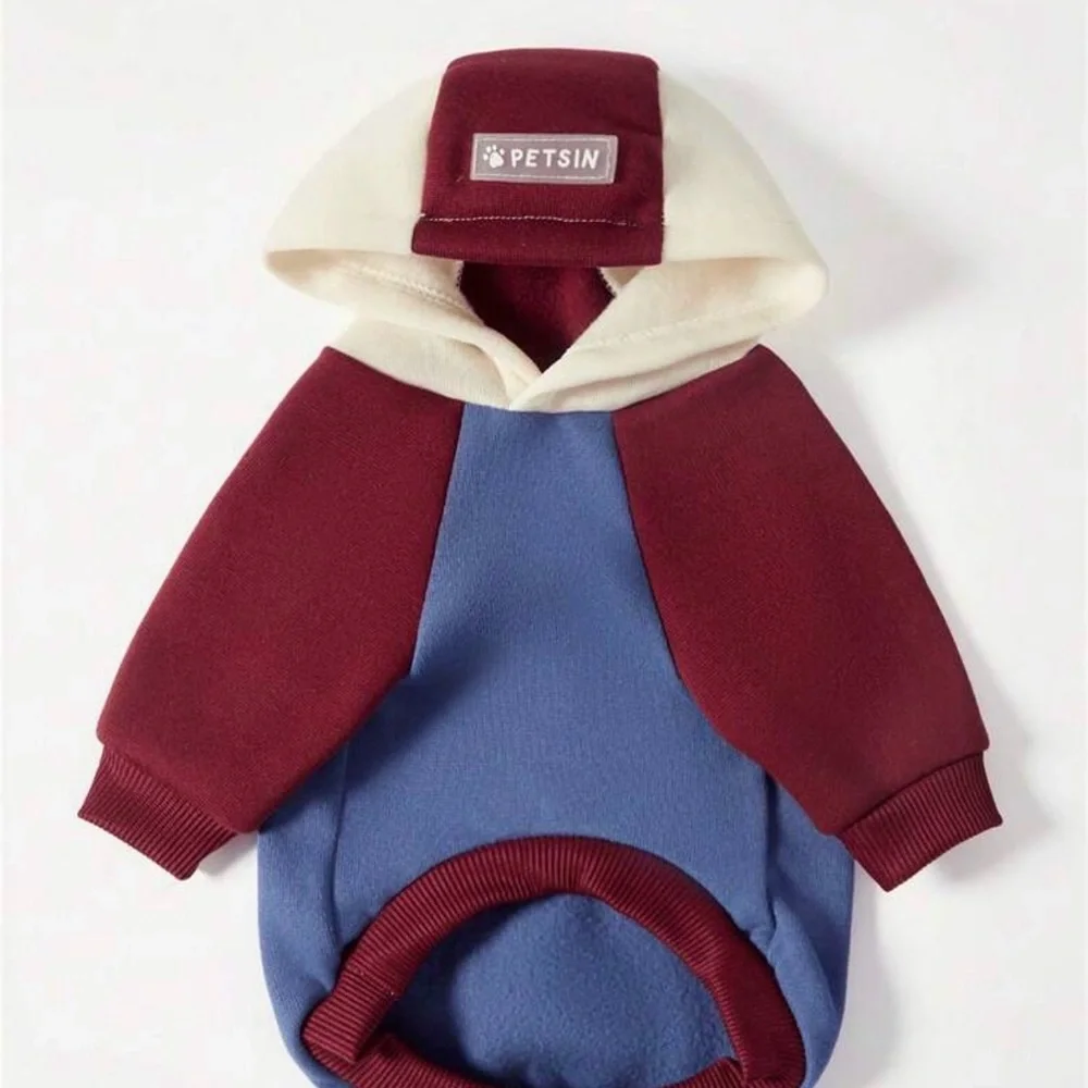 Cozy Blue and Burgundy Dog Hoodie